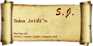 Suba Jolán névjegykártya